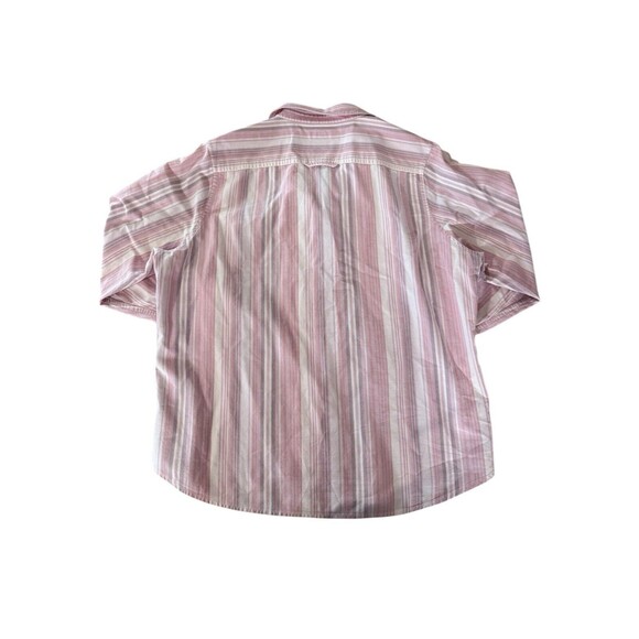 LL Bean Women XL Stripe 3/4 Cotton Retro Utility Pink Outdoor Blouse Preppy - Picture 2 of 4